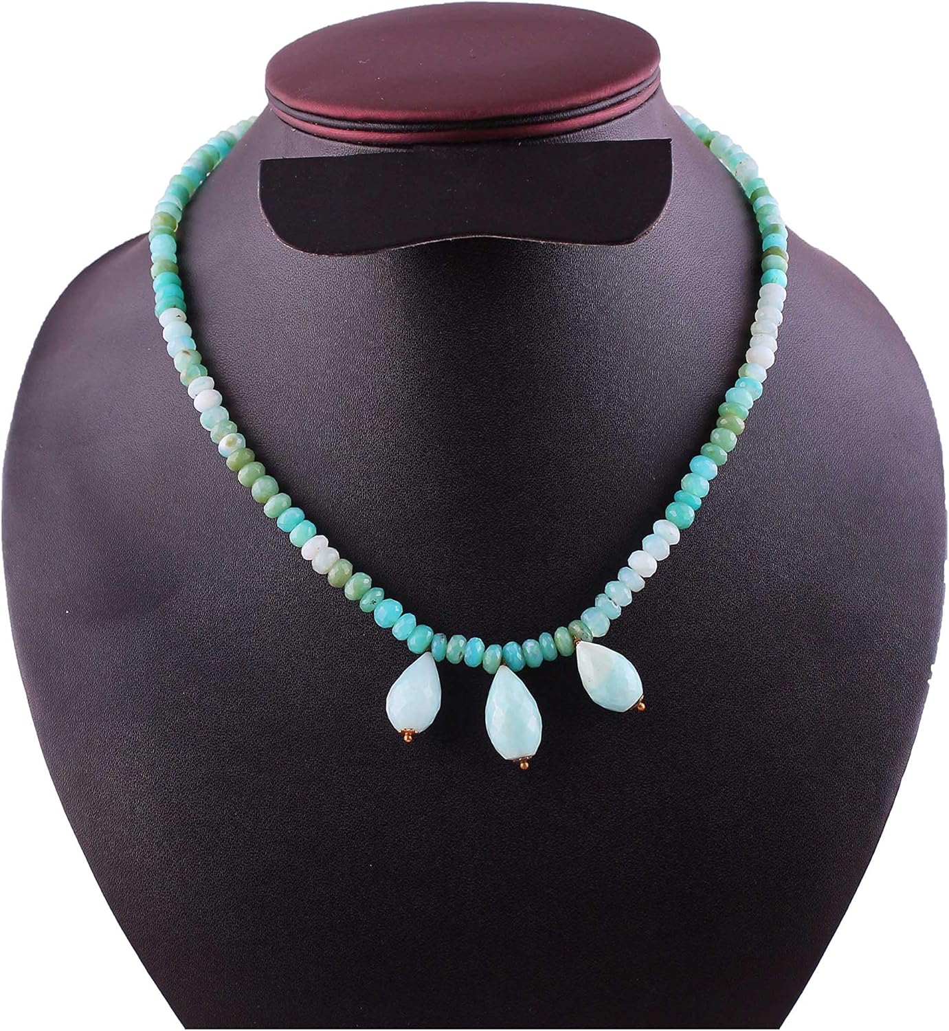 Natural Gemstone Blue Opal Faceted rondelle Beads Necklace for Women | 17 inch Gemstone Necklace|5 mm Loose Beads for Jewelry Making | Healing Beads Necklace