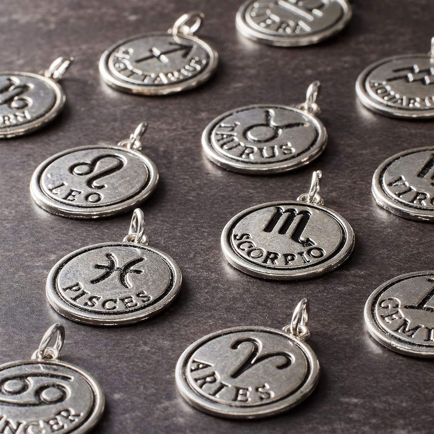 Bead Landing 12 Packs: 12 ct. (144 total) Rhodium-Colored Zodiac Charms
