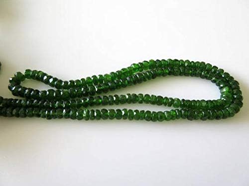 Green Chrome Tourmaline Faceted Rondelle Beads, Faceted Chrome Dravite Green Tourmaline, 3mm to 4mm, 16 Inch Strand Code-HIGH-49671