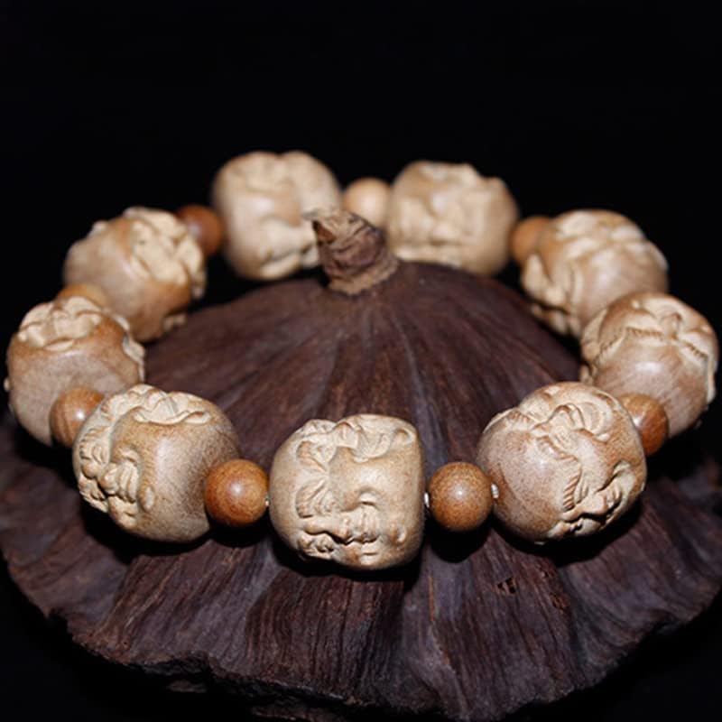 Mascot Wooden Crafts Wood Carving Art Wood Decoration Artwork 东加老山檀香雕刻珠四面佛佛珠手串2.0 1.8 1.5(东加老山檀香四面佛18M)
