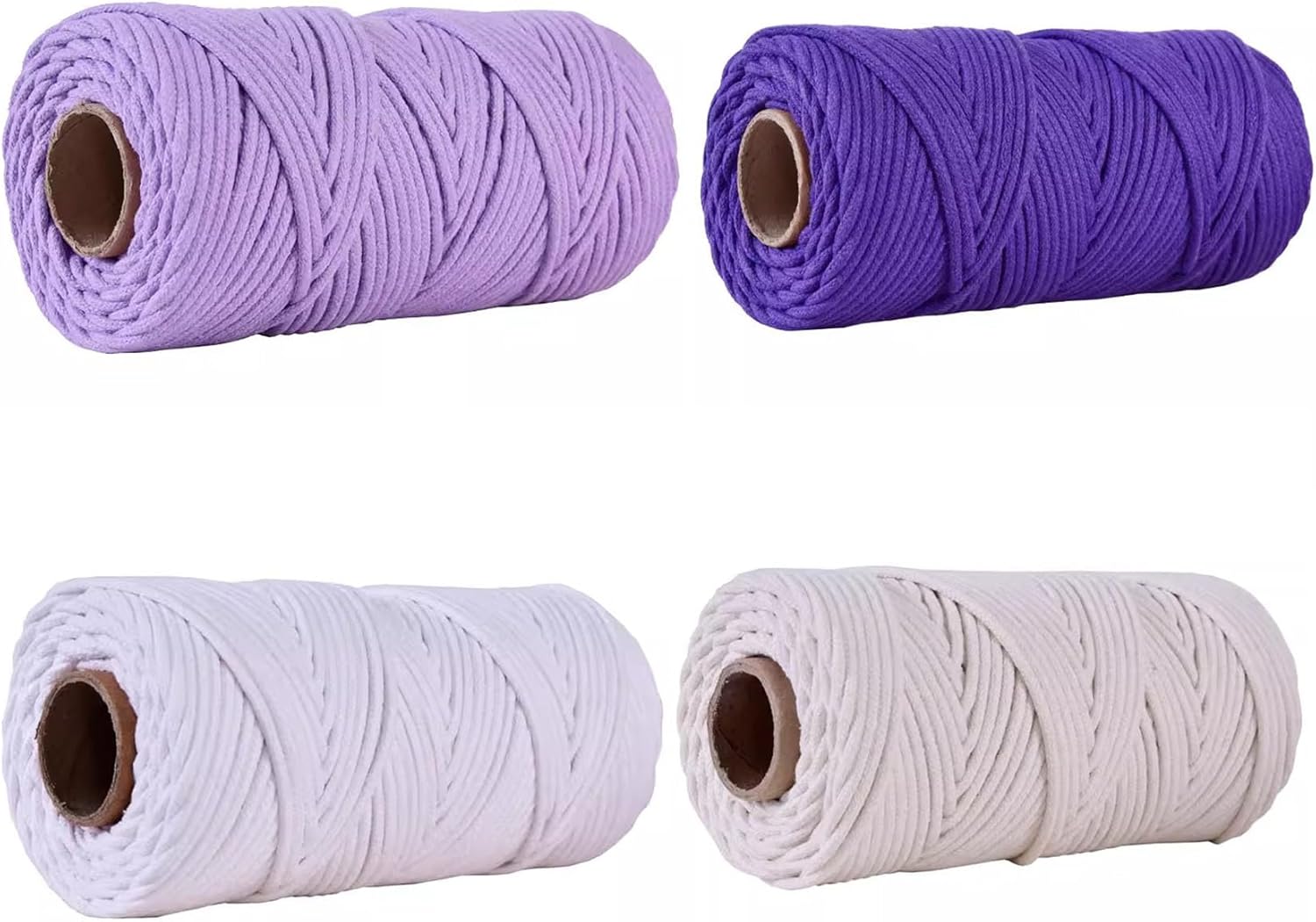 Cotton String Ball, Elastic cord, thread beading string,Macrame Cord 4mm x 100m,4 Rolls,Natural Cotton Rope Thick Craft String Rope,36 Colors,Soft Macrame Rope Cotton Cord for Wall Hanging,Home Decora