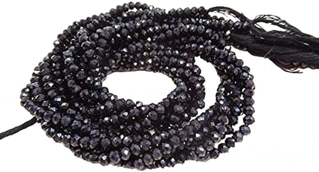 Natural Black Spinel 3-3.5 Mm Gemstone Micro Faceted Rondelle Beads 13 inches lot of 25 Strands CHIK-STRD-99612