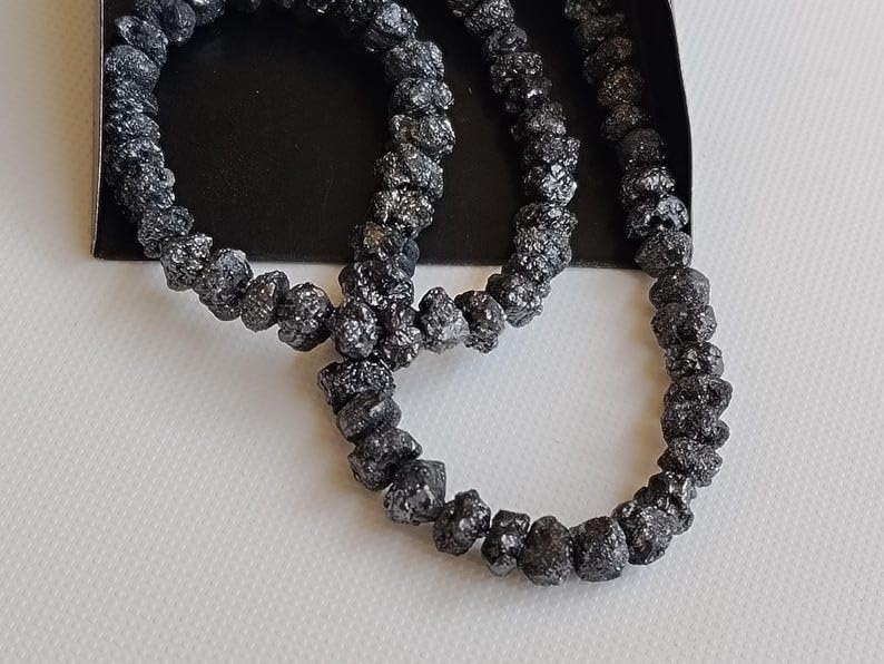 4-5mm Black Rough Diamond Beads, 0.5mm Hole Drilled Black Diamond, Loose Diamond, Conflict Free Black Diamonds For Jewelry (5Pcs To 20Pcs), 4-5 MM