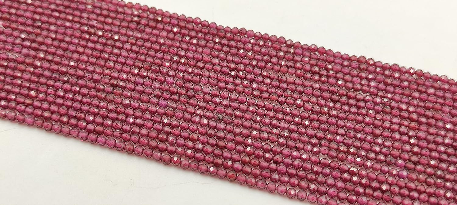 Hanumat Gems Lot of 10 Strands Natural Pink Garnet Micro Cut Faceted Rondelle Beads,Garnet Faceted Beads,Garnet Rondelle Bead,Garnet Micro Cut Bead,2-2.5MM Beads,13 Inches Strand