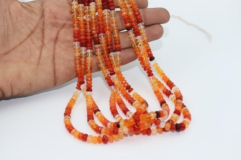 Excellent Mexican Fire Opal Faceted Rondelle Beads 6 mm Dark Color Mexican Fire Opal Rondelle Beads Opal Beads Strand