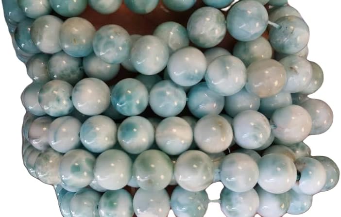 13 inch Strand of Natural gem Larimar, 8mm Round Smooth Beads for DIY Jewelry Making. | Beads_05062
