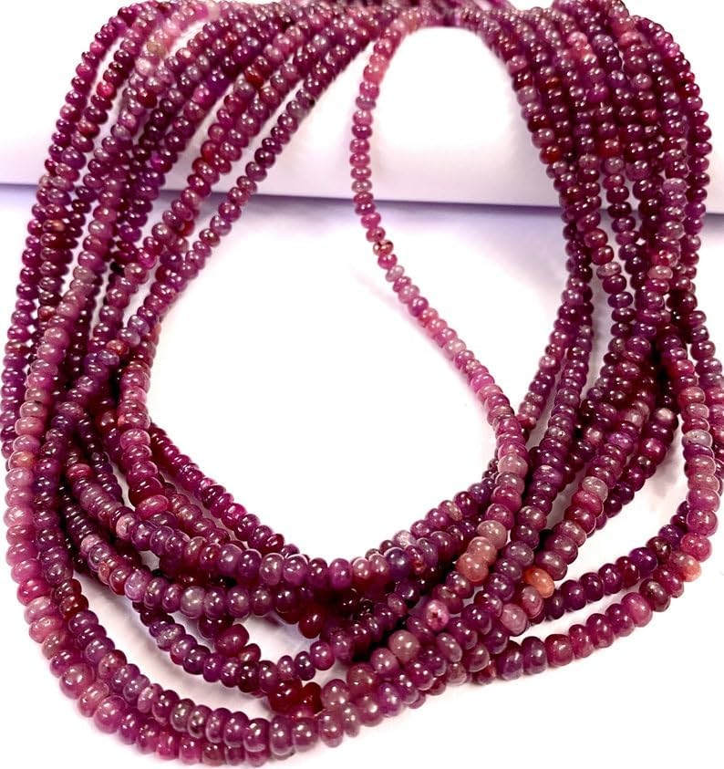 Natural African Ruby RONDELLE soomth Beads 3X4MM 18 inch Long String Jewelry Making Gemstone Beads for Necklace Bracelet