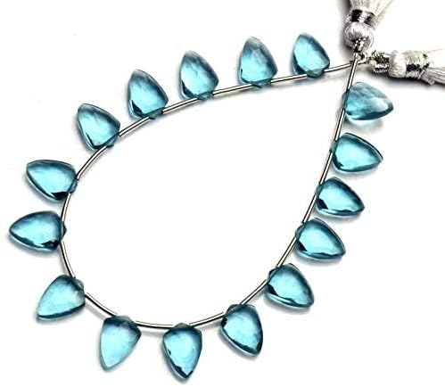 GEMZ 6 inch Strand of Natural Teal Blue Aquamarine Quartz tie Shape Faceted Cut Blue Color briollete Beads for DIY Jewelry Making- Earring Necklace Bracelet.