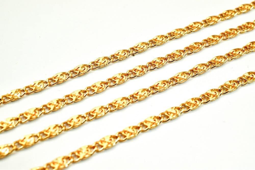 18K Pinky Gold Filled EP Chain Width 3mm Thickness 1mm Gold-Filled findings for Gold Filled Sold by Foot PGF24