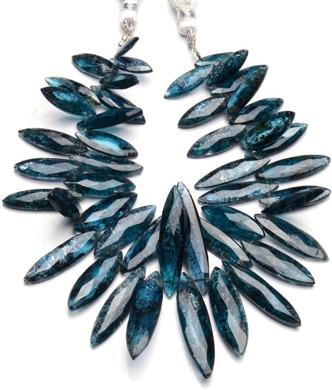 8 inch Strand of Natural Green kyanite 15x6-32x8 mm Marquise Faceted briolette Beads for DIY Jewelry Making. |BRIO_03837