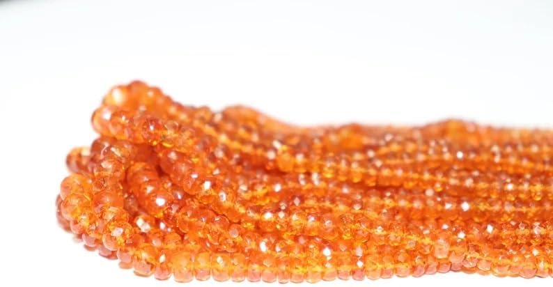 Spessartite Garnet Faceted Rondelle Beads 3.5-5.5 mm AAA Garnet Beads Orange Garnet Beads Fanta Garnet Faceted Beads
