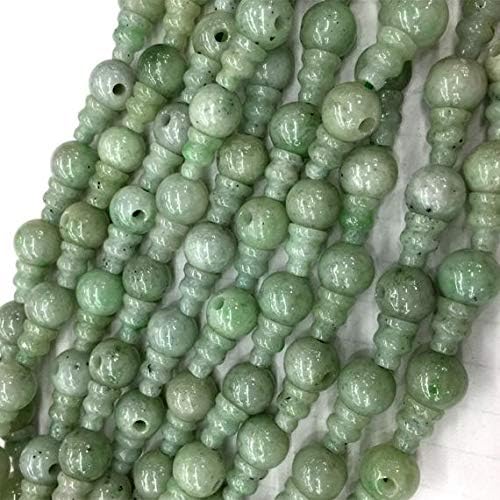 1 strands natural green jadeite jade pagoda tee three links buddha head tibet guru barrel big hole beads size: 10mm+6x8mm (10 sets/lot) 04208