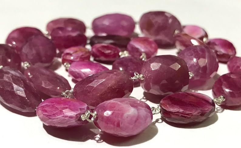 Natural Pink Sapphire Nuggets Smooth Beads 12-14 MM 21 inch Long String Jewelry Making Gemstone Beads for Necklace Bracelet