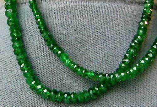 Radiant Green Tsavorite Garnet Faceted Bead Strand 6081 for Jewelry Making