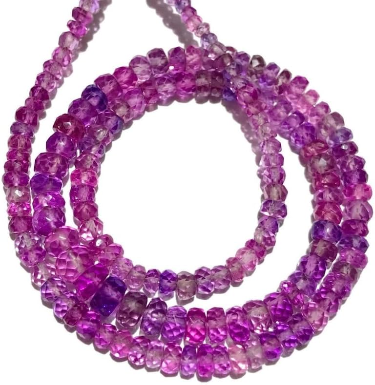 Natural AAA+ Pinkish~Purple roundelle facated Beads 4-6MM 18 inch Long String Jewelry Making Gemstone Beads for Necklace Bracelet