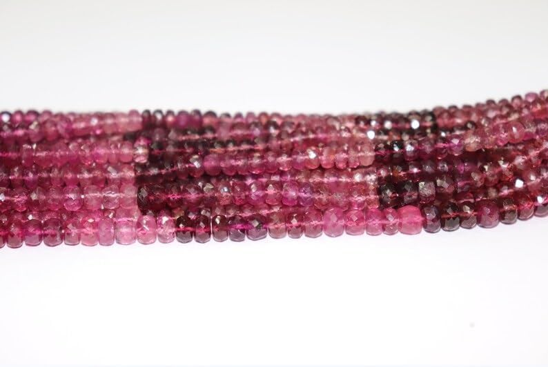 Rubelliet Shaded Faceted Rondelle Beads 5-5.5 mm Rubellite Rondelle Beads Rubellite Shaded Beads Wholesale Beads for Making Jwelery