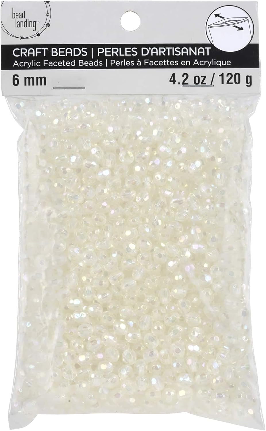 Bead Landing 12 Pack: Clear Aurora Borealis Faceted Acrylic Round Craft Beads, 6mm