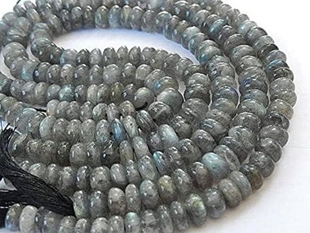 Labradorite Gemstone Beads Semi Precious Smooth Rondelles, Large 7-8mm. 13