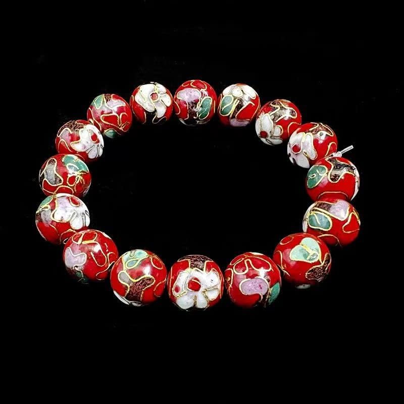 Multicolor Fine Polished 12mm Cloisonne Bead Bracelets for Women Enamel Beaded Bracelet Elastic Fashion Chinese ICH Handcrafts