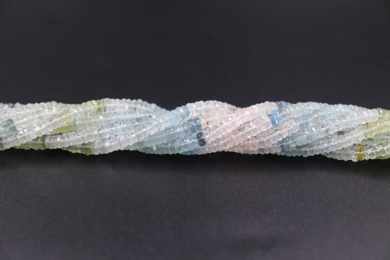 Multi Aquamarine Faceted Wheel Cut Beads 4-4.5 mm Wheel Cut Beads Multi Aquamarine Tyres Beads Aquamarine Beads Strand