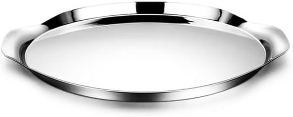 Foodtray Stainless Steel Western Food Tray Light Luxury Round Wine Cup Dessert Model Room Decoration Storage Dining Serving(Medium)