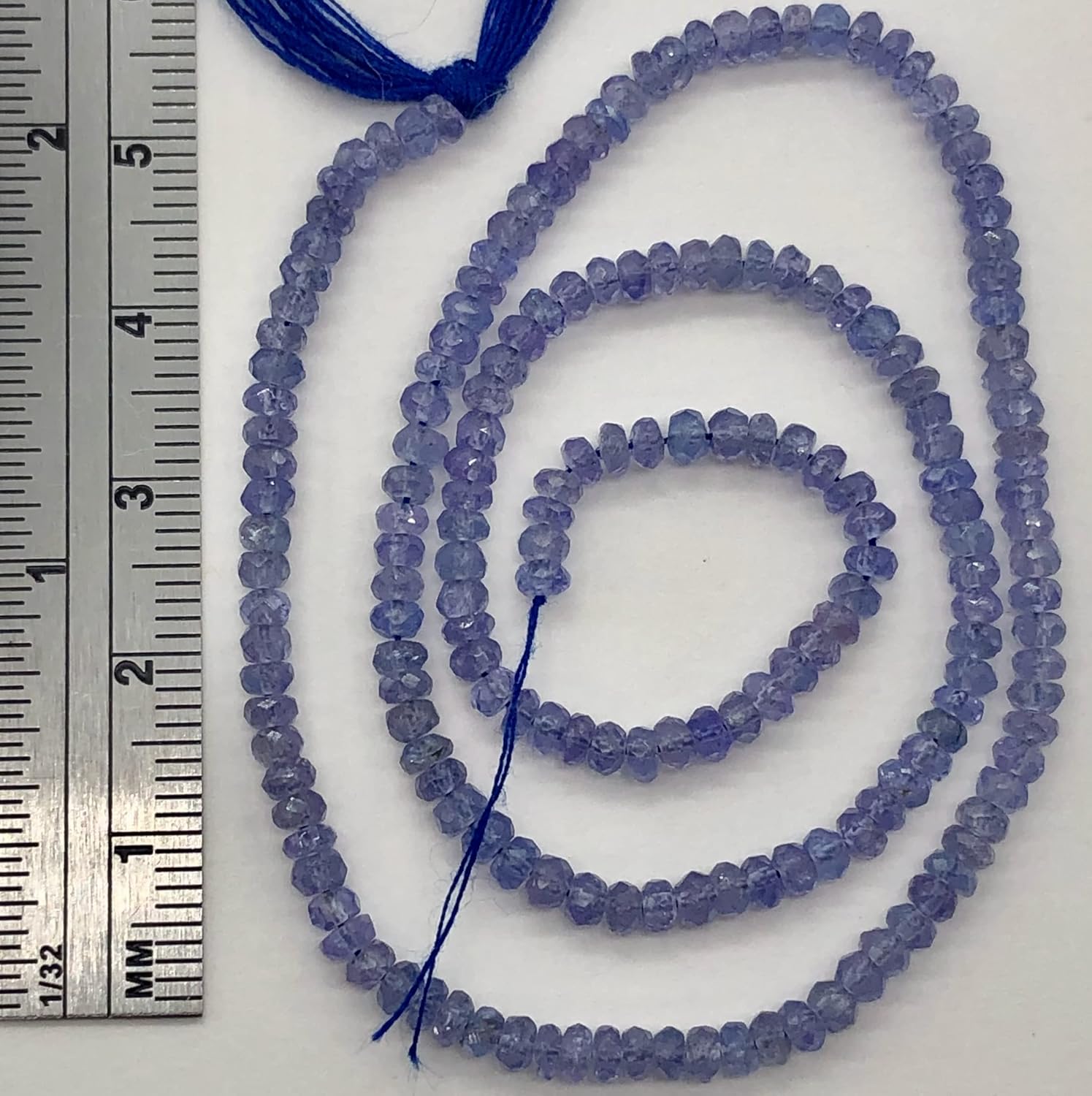 Tanzanite Faceted from 3x1.25mm to 2.5x1mm Roundel Bead 15 inch Strand 109713 for Jewelry Making