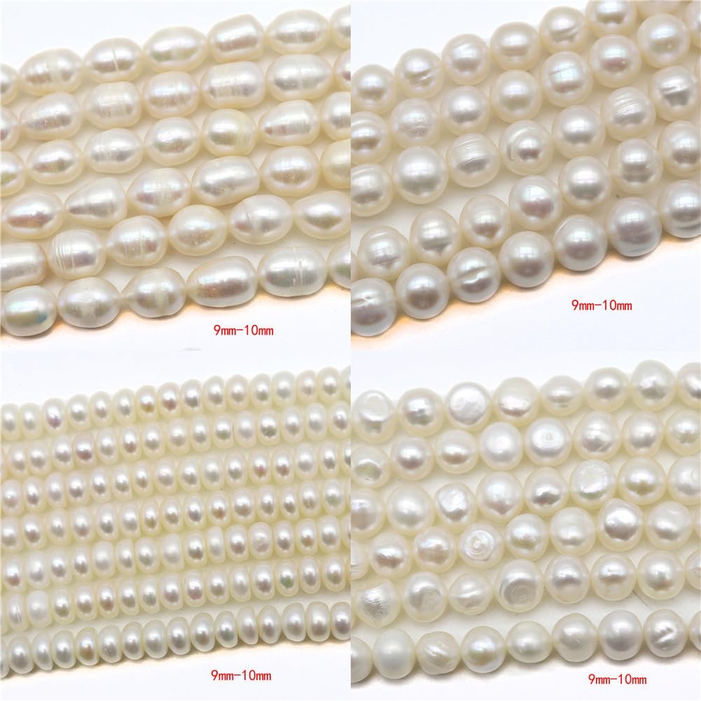 9Mm-10Mm Natural Freshwater Pearls Beads Rice-Shaped Circular Flat-Shape Irregular Beads for Jewelry Making Shape 3 100 Pieces