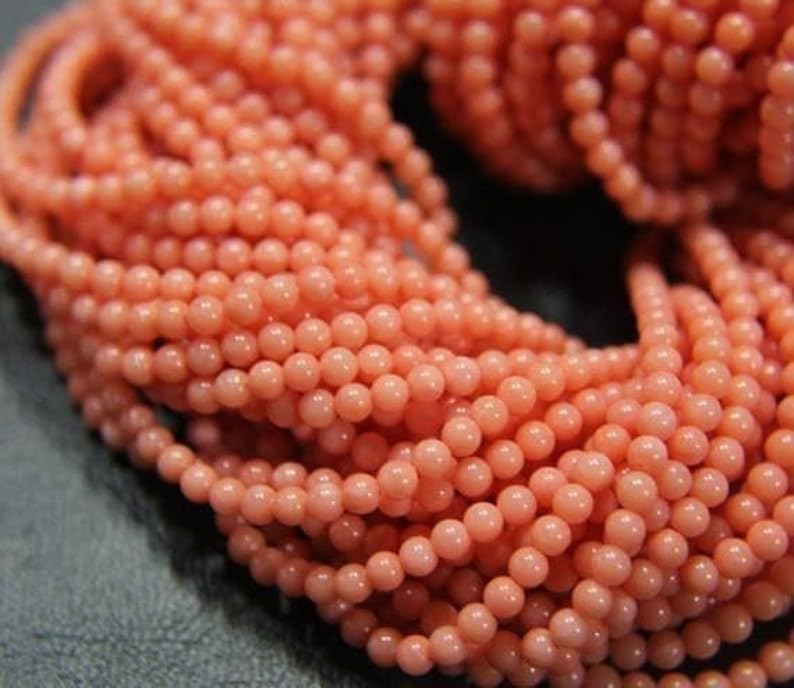 13 inch Strand of Natural gem Pink Coral, 5mm Round Smooth Beads for DIY Jewelry Making. | Beads_06254, As Per Photo