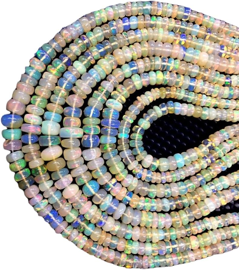 13 inch Strand of Natural gem Ethiopian Opal, 4-5mm rondelle Smooth Beads for DIY Jewelry Making. | Beads_03849