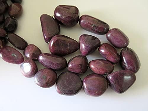 Natural Ruby Smooth Tumbles Beads, Natural Color Not Enhanced, 15mm to 22mm, 17 Inch Strand