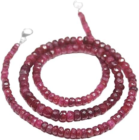 Hand_Crafted red ruby rondelle faceted 30 Inch long beads, jewelry supplies for jewelry making, bulk beads, 4mm to 5mm YO-NECK-22072