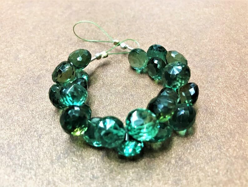 Natural Green Hydro Quartz Onion Faceted Beads 9X10MM 4 inch Long String Jewelry Making Gemstone Beads for Necklace Bracelet