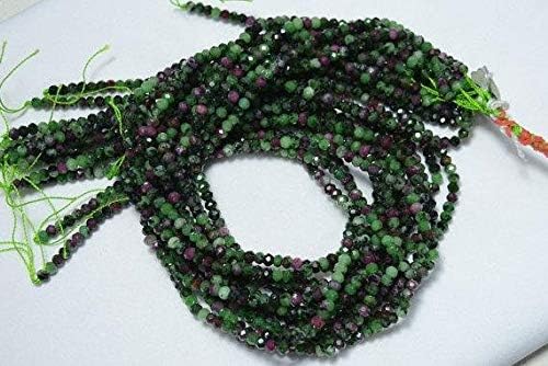 5 Strands Ruby Zoisite Beads, Faceted Rondelle Beads, Ruby Zoisite Rondelle 4 mm AAA Beads, Gemstone Beads, 13.5 Inch Code-HIGH-31908