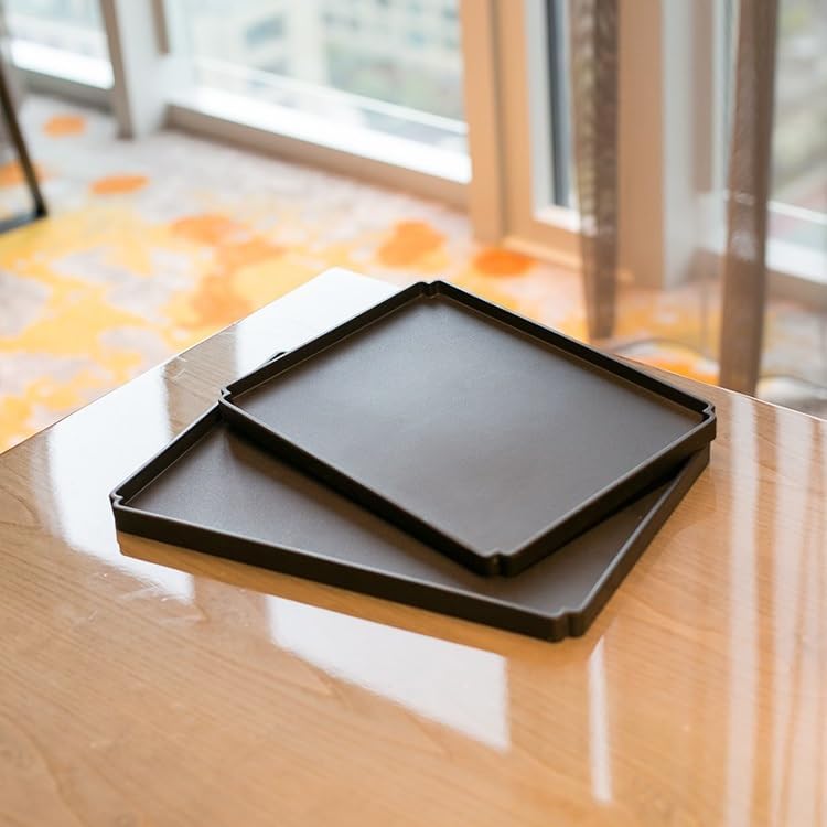 Foodtray Hotel Tea Tray Household Water Cup Rectangular Large and Medium Table Frosted Light Luxury Square Dining Serving(C)