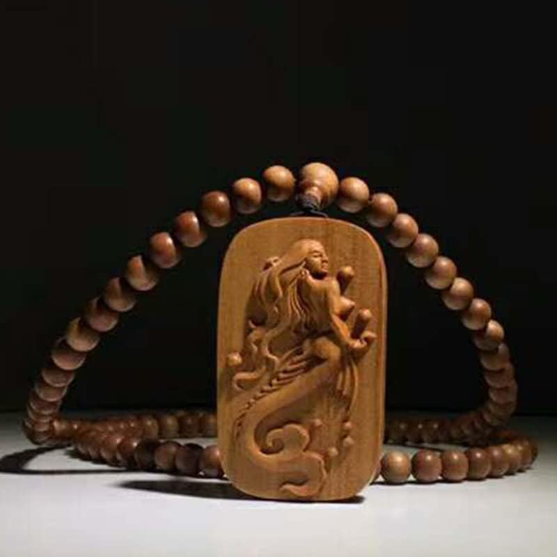 Mascot Wooden Crafts Wood Carving Art Wood Decoration Artwork 老山檀香手串美人鱼108颗 文玩手串念珠男女檀木 佛珠手链(DIY沉水8MM老山)