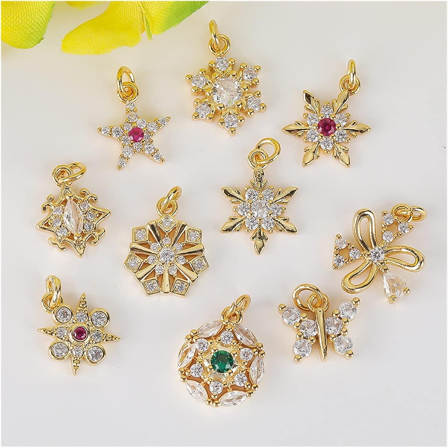 Set Zircon Earrings Pendant DIY Jewelry Necklace Small Sand Gold Accessories