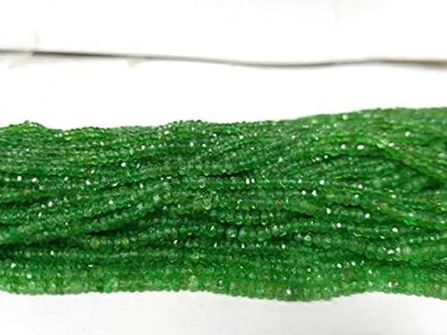 Natural Green Tsavorite Micro Faceted Rondelle Beads 2.5-3MM 13 Inches lot of 5 Strands Chik-STRD- 93402