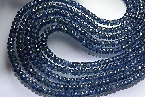 16 Inches Strand, AAA Natural Australian Mines Blue Sapphire Faceted Rondelle Beads, 5.5-3.25mm, Hard to Find Quality
