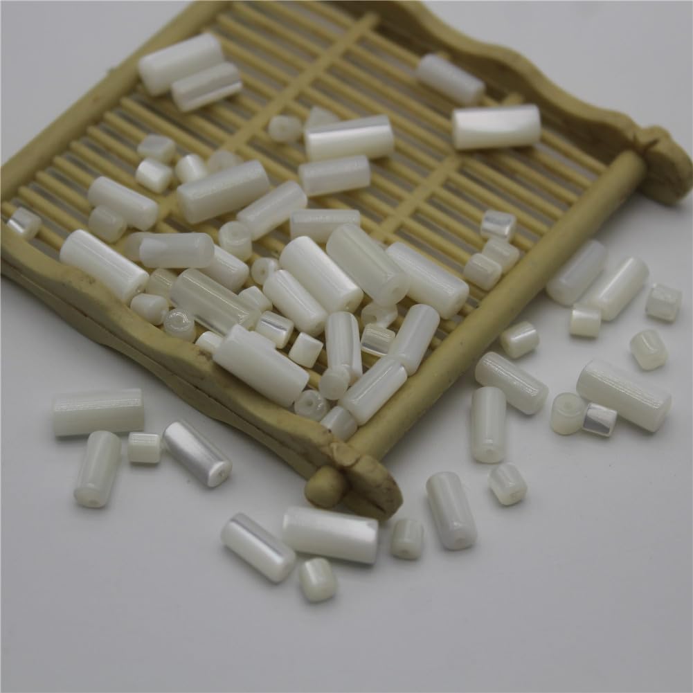 Natural Shell Beads White Mop Straight Tubular Loose Spacer Bead for Jewelry Making DIY Necklace Earring 4X8mm 1000 Pieces