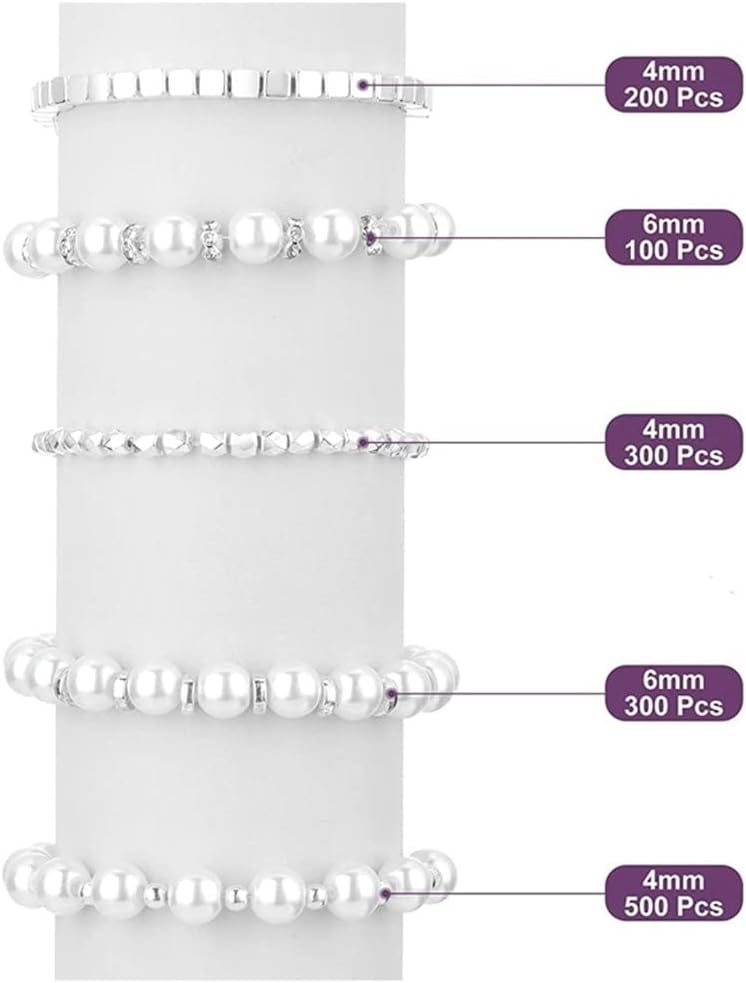 4100 Pieces Assorted Spacer Beads for Jewelry Making DIY Loose Beads 3 Colors and 5 Styles (Color : A Size : One Size) (Silver One Size)