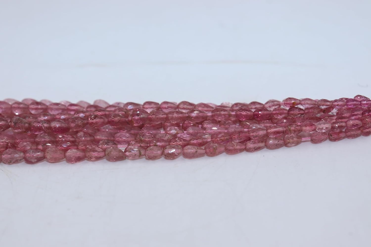Natural Pink Tourmaline Faceted Drop Beads, AAA+ Quality, 5x7mm Size, Crystal Gemstone Strand for Jewelry Making