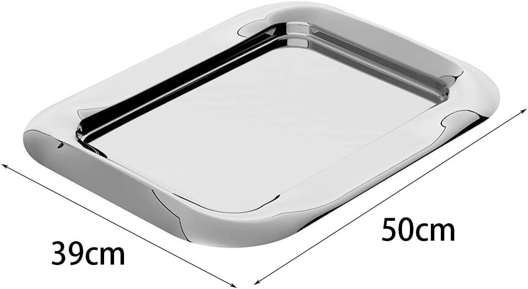 Cafeteria Tray Stainless Steel Dining Tray Household Rectangular Water Cup Storage Tray Afternoon Tea Tray Light Luxury Western Food Tray Serving Trays