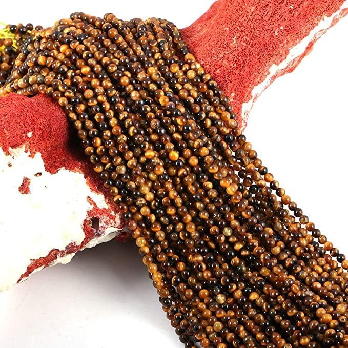 Hanumat Gems Lot of 10 Strands Natural Stone Beads Round Polished Tiger Eye Stone Beading Charms for Jewelry Making Bracelet Necklace 2mm Beads