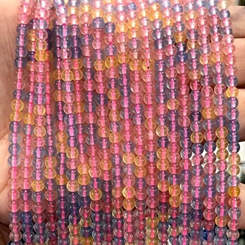 13 inch Strand of Natural gem Multicolor Agate, 4mm Round Smooth Beads for DIY Jewelry Making. | Beads_05665