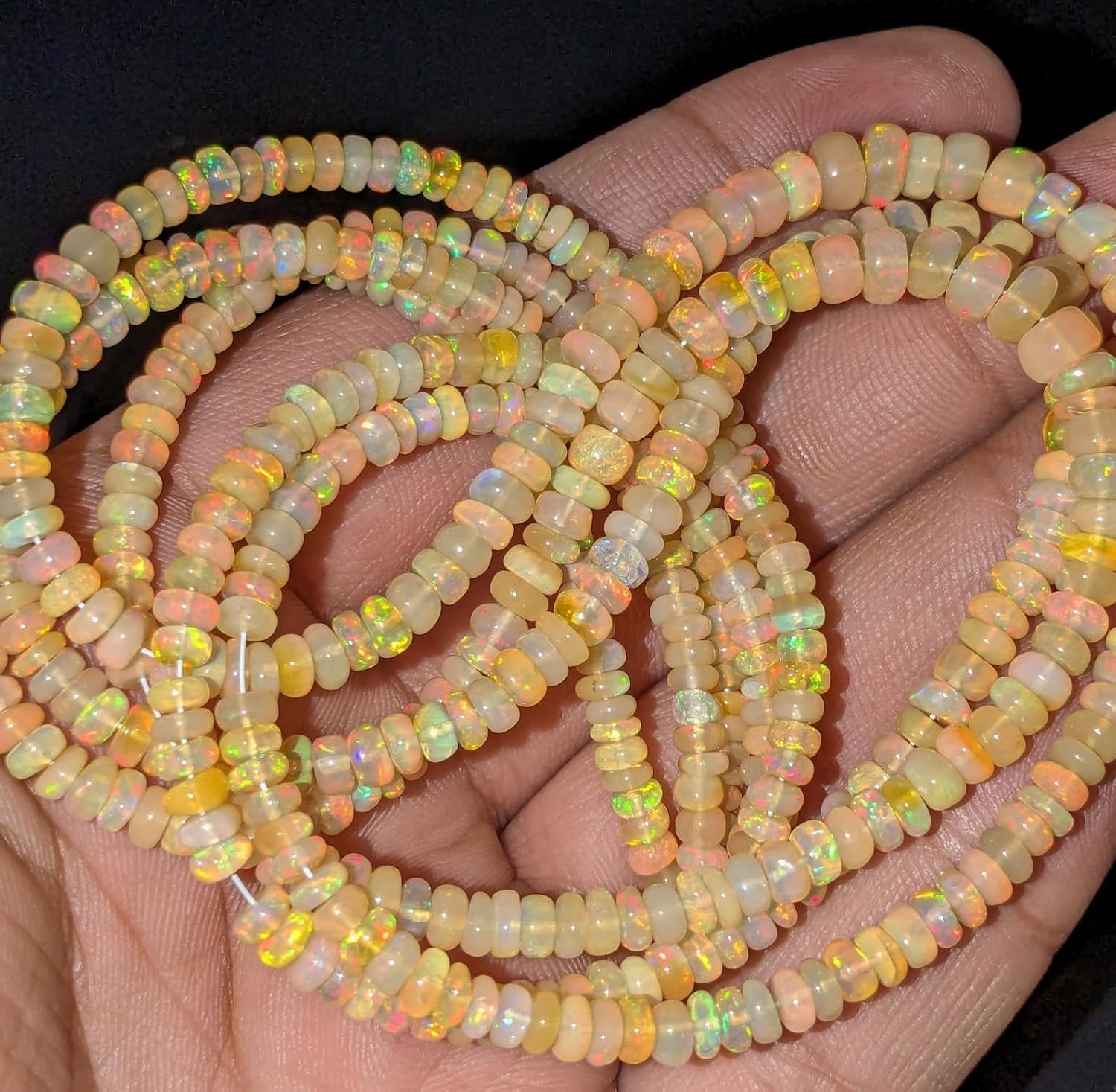 Ethiopian Opal Beads 3-5mm - Natural Weloo Fire Opal Smooth Rondelle Beads, 15