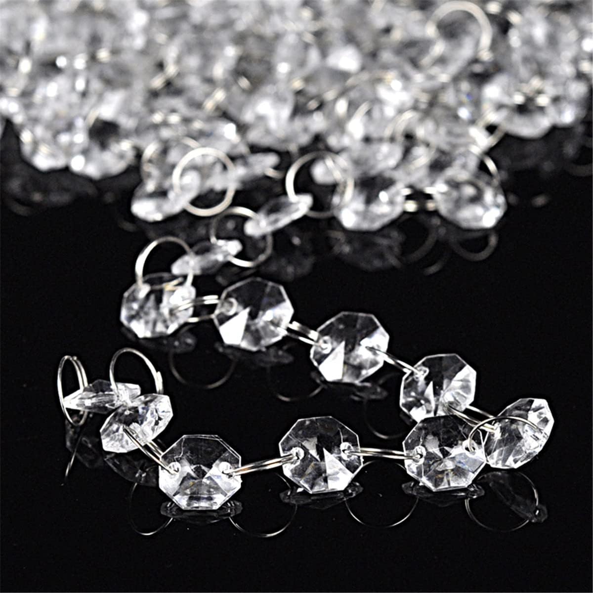ECYC Ltd 328 FT Glass Crystal Beads Chain 14mm Clear Octagon Beads Garland Strands Hanging Beaded Curtain Trim Chandelier Prisms Gem Bead Chain Bead Strings for Home Wedding Christmas Decoration