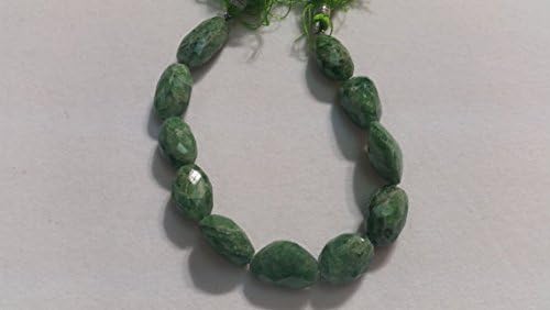 13 inch natural beads strand of 10x17mm faceted tumble tsavorite gemstone beads for DIY jewelry - necklace, bracelet, earring, ring.