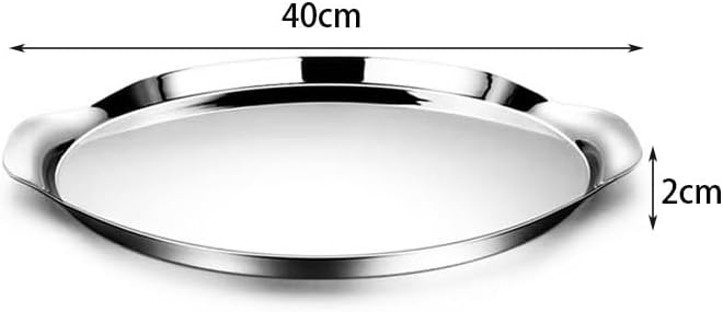 Foodtray Stainless Steel Western Food Tray Light Luxury Round Wine Cup Dessert Model Room Decoration Storage Dining Serving(Medium)