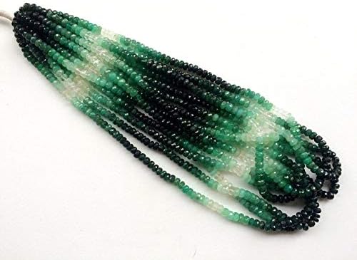 Emerald Beads, Shaded Emerald Faceted Rondelle Beads, Emerald Necklace, Original Emerald, 4.5mm, 16 Inch