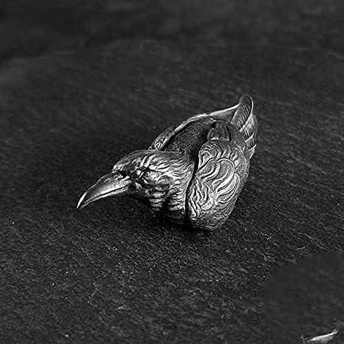 S925 sterling silver Raven EDC Bead DIY Paracord Keychain Bead Bracelet Accessories Bead,Necklace Pendant Bead,Lanyard Bead,Brass Charms